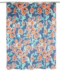 Colorful Windblown Floral Pattern Shower Curtain for a Vibrant Bathroom