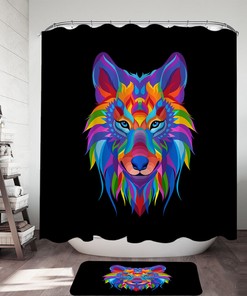 Colorful Wolf Face Printed Shower Curtain: Add Some Life To Your Bathroom