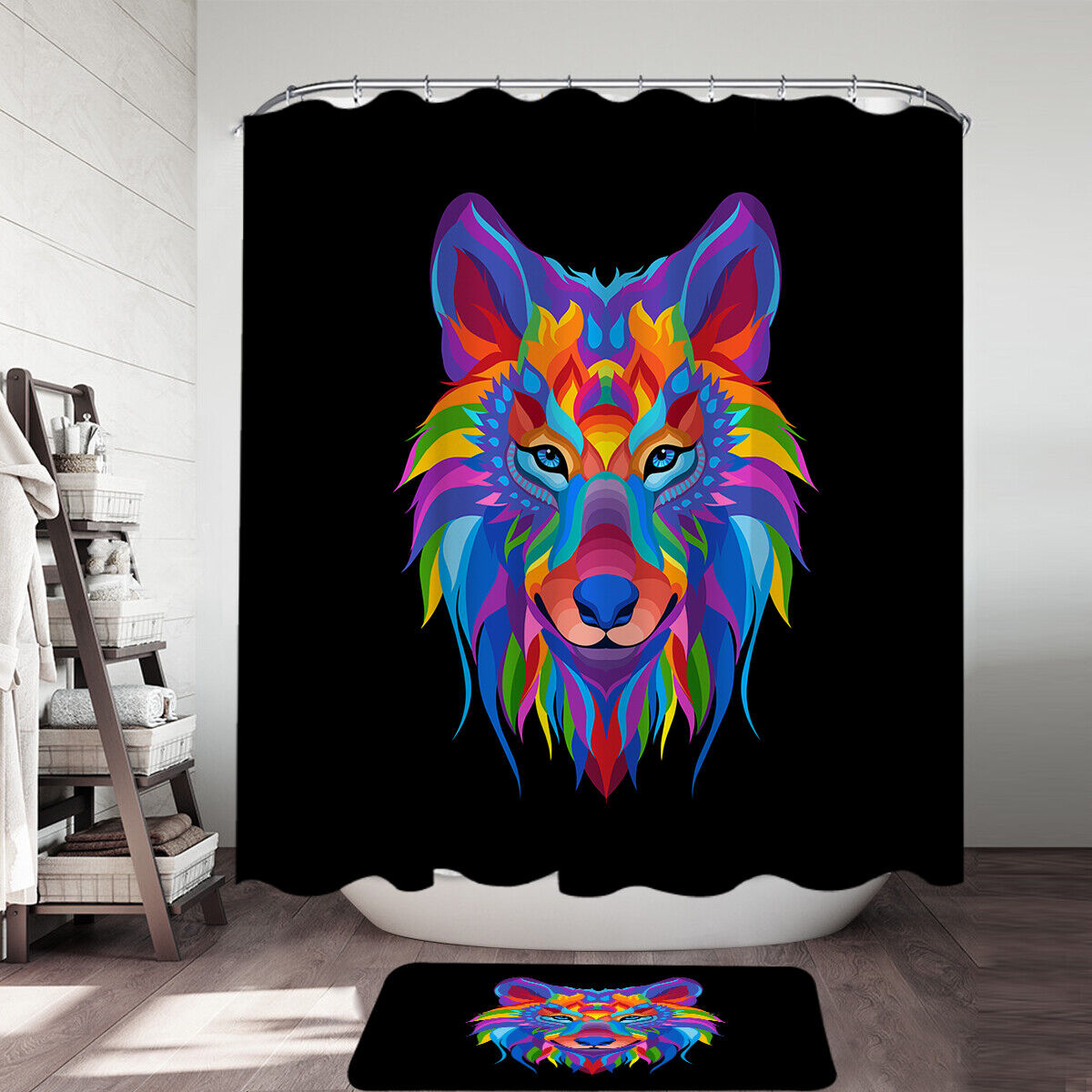 Colorful Wolf Face Printed Shower Curtain: Add Some Life To Your Bathroom