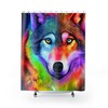 Colorful Wolf and Dog Bathroom Shower Curtain for Unique Decor 