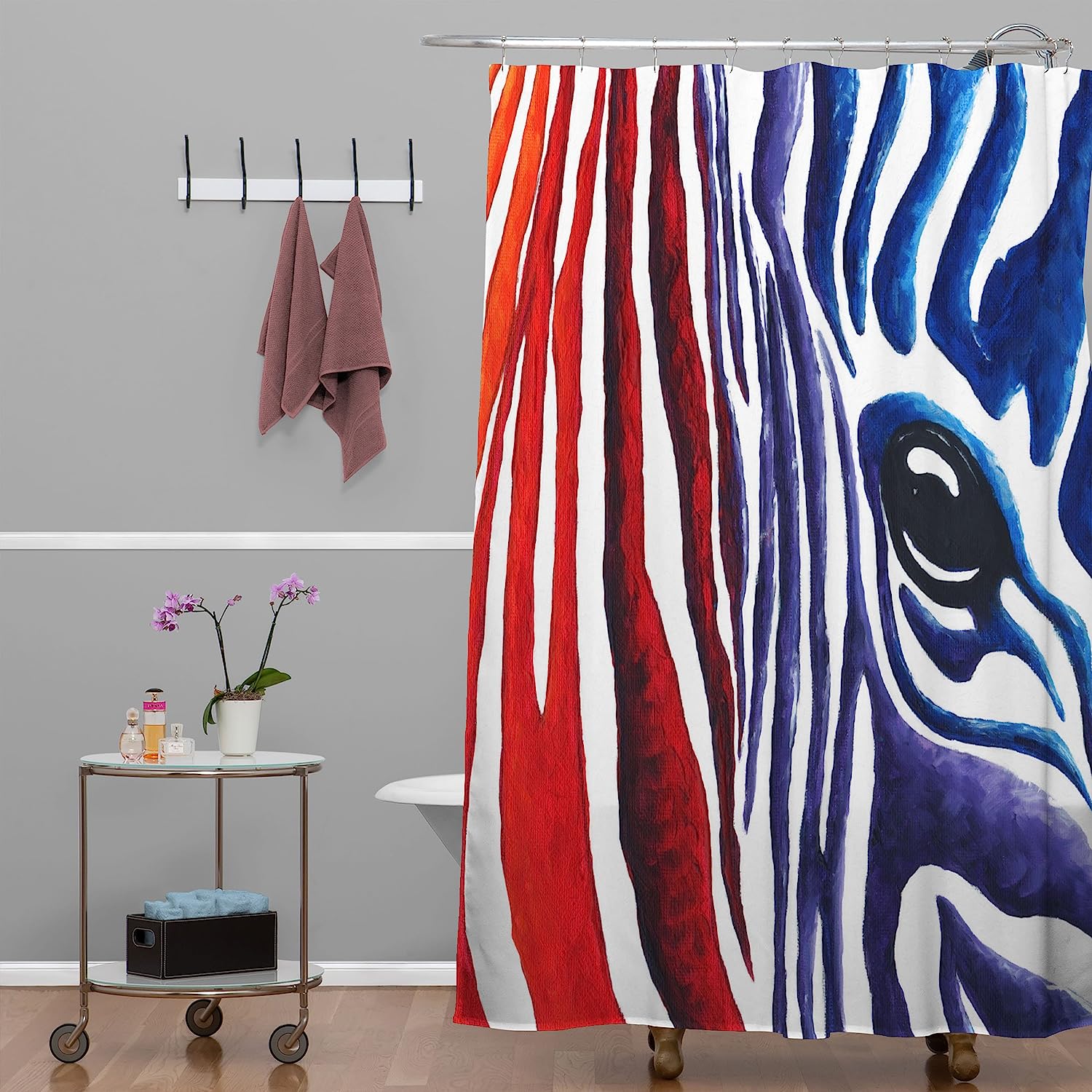 Colorful Zebra Shower Curtain By Madart - Brighten Up Your Bathroom With This Playful Design - Image 2