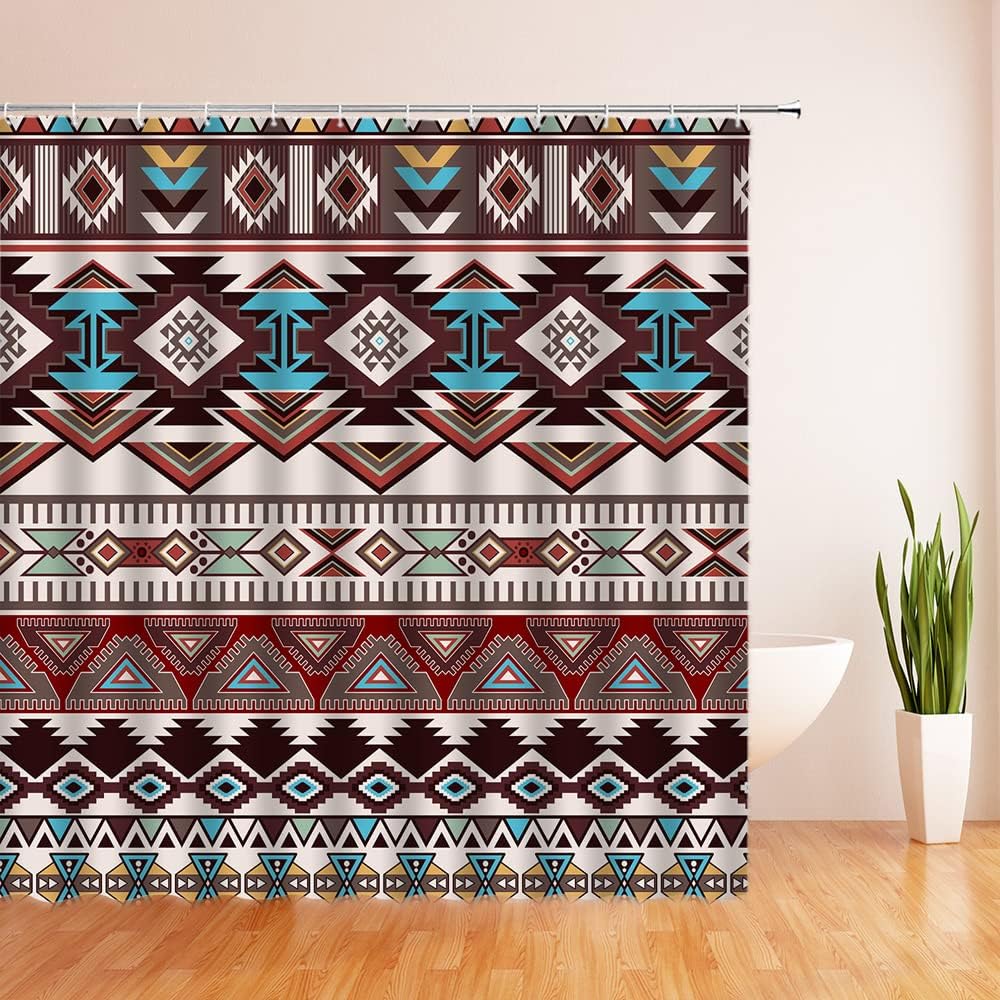 Colorful Zigzag Southwest Tribal Shower Curtain - Image 2