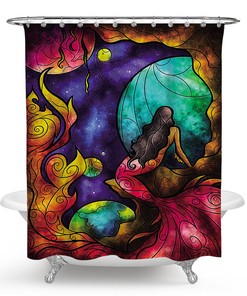 Colorful and Fun Mermaid Fabric Shower Curtain for Kids and Adults Bathroom Decor