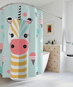 Colorful and Playful Unizebra Shower Curtain for an Unconventional and Fun Bathroom