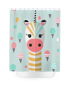 Colorful and Playful Unizebra Shower Curtain for an Unconventional and Fun Bathroom