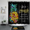 Colorful and Quirky Pineapple Slang Print Shower Curtain for a Funky Bathroom
