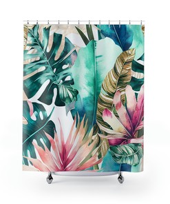 Colorful and Refreshing Shower Curtain with Watercolor Design for Your Bathroom