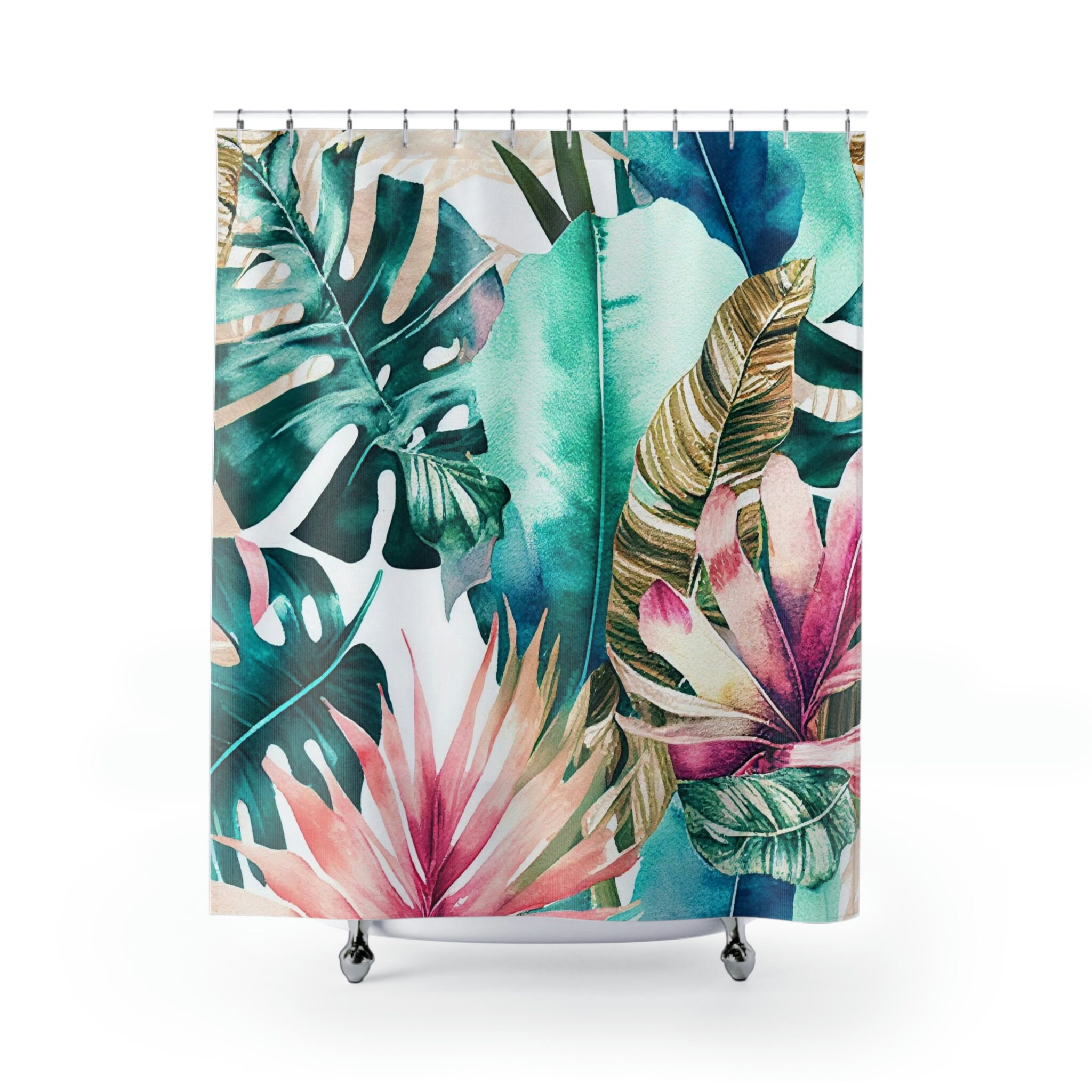 Colorful and Refreshing Shower Curtain with Watercolor Design for Your Bathroom