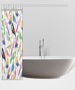 Colourful Birds Bird Pattern Multi-Color Fabric Shower Curtain