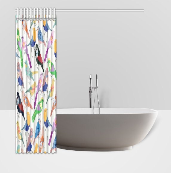 Colourful Birds Bird Pattern Multi-Color Fabric Shower Curtain