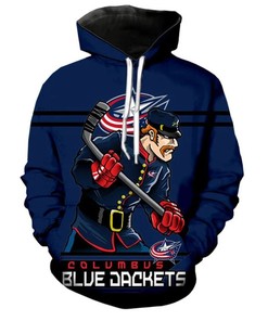 Columbus Blue Jackets 3D Cartoon Graphic Zip Hoodie - Gifts For Fans With All Over Print Zip Up Hoodies Men