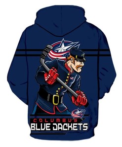 Columbus Blue Jackets 3D Cartoon Graphic Zip Hoodie - Gifts For Fans With All Over Print Zip Up Hoodies Men