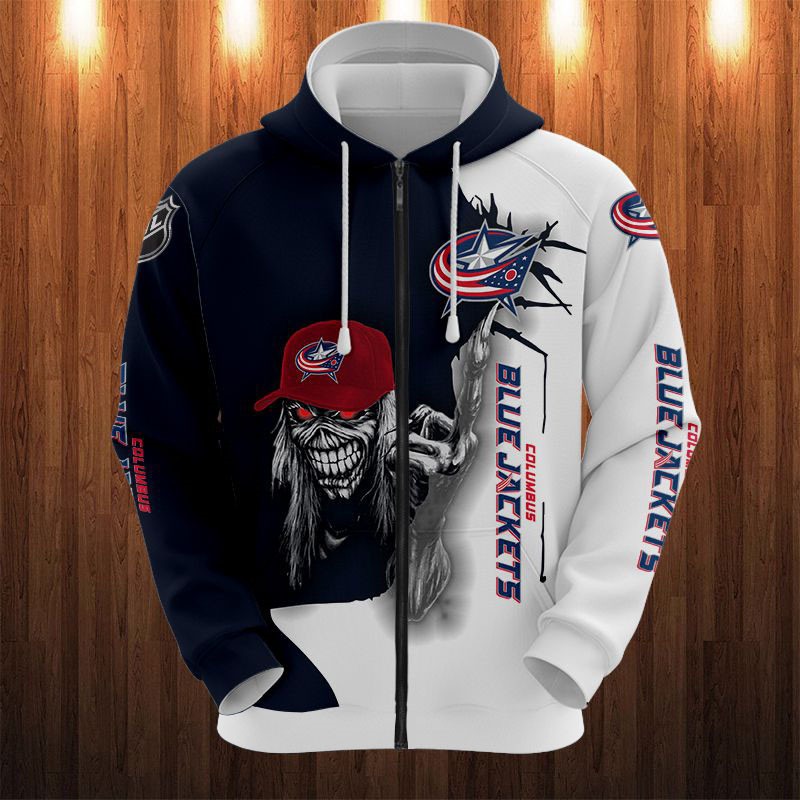 Columbus Blue Jackets Zip Hoodie Pullover - Gifts For Fans With 3D Hoodies For Men Graphic