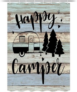 Compact Camper Rv Travel Trailers Shower Curtain With Rustic Camp Design For Your Adventure Bathroom