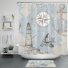 Compass Lighthouse Anchor Ocean Nautical Theme Shower Curtain 