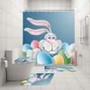 Complete Cartoon Easter Rabbit Bath Waterproof Shower Curtain Lids Set For Your Bathroom