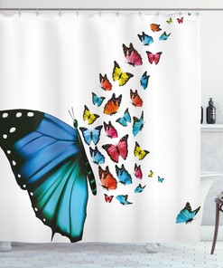 Concept Art Monarch Butterfly Print Shower Curtain - Ideal For Modern And Quirky Bathroom Decor