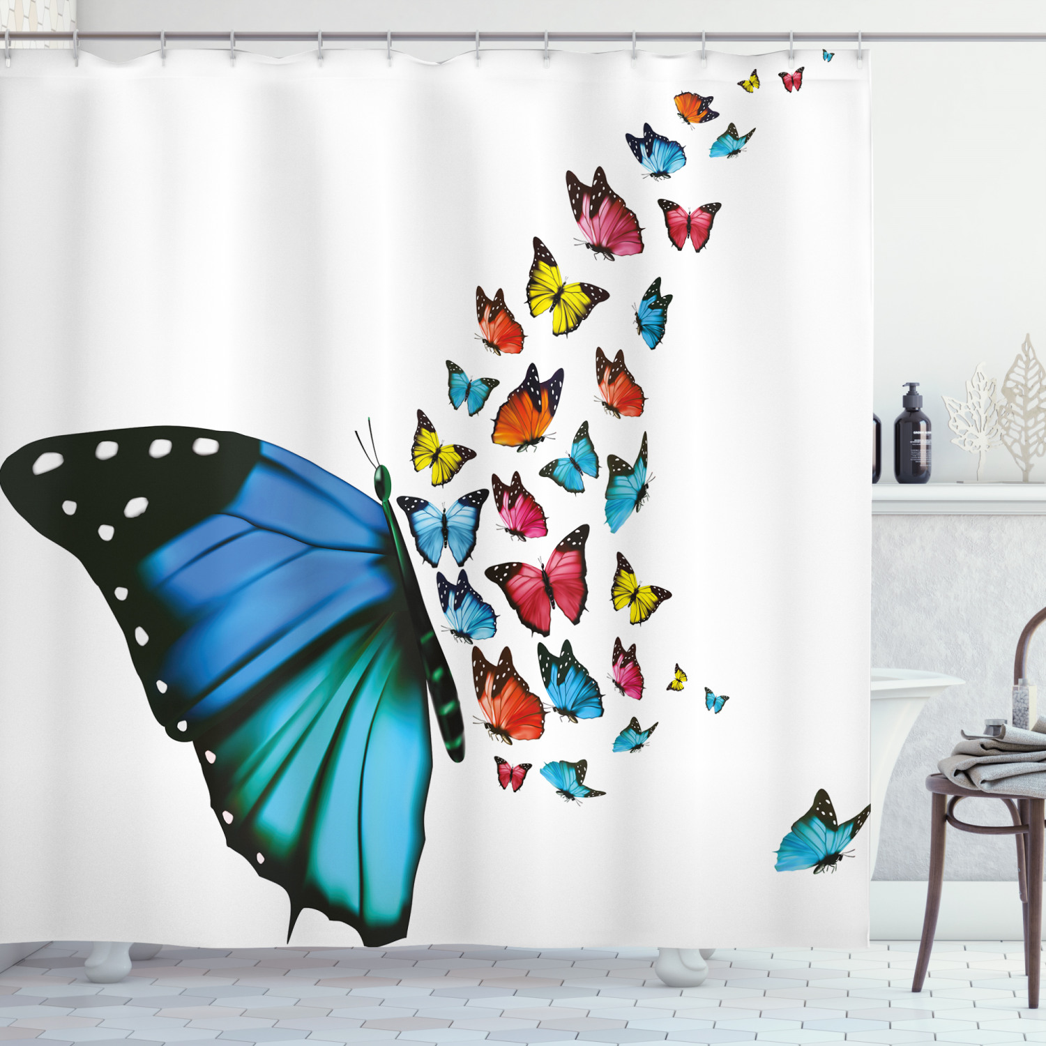 Concept Art Monarch Butterfly Print Shower Curtain - Ideal For Modern And Quirky Bathroom Decor - Image 3