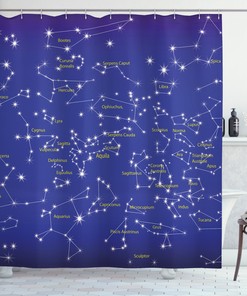 Constellation Star Names Shower Curtain - Astronomy Bathroom Accessory