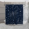 Constellations And Stars Dark Blue Shower Curtain, Celestial Dragonflies Bathroom Decor