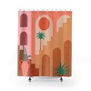 Contemporary Aesthetic Background Mid Century Modern Abstract Shower Curtain with Geometric Architecture Design