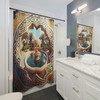 Contemporary Art Moroccan Shower Curtain, Fountain Garden Scene, 8K Resolution, Printed To Order