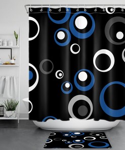 Contemporary Blue And White Abstract Geometric Shower Curtain For Modern Bathroom Style