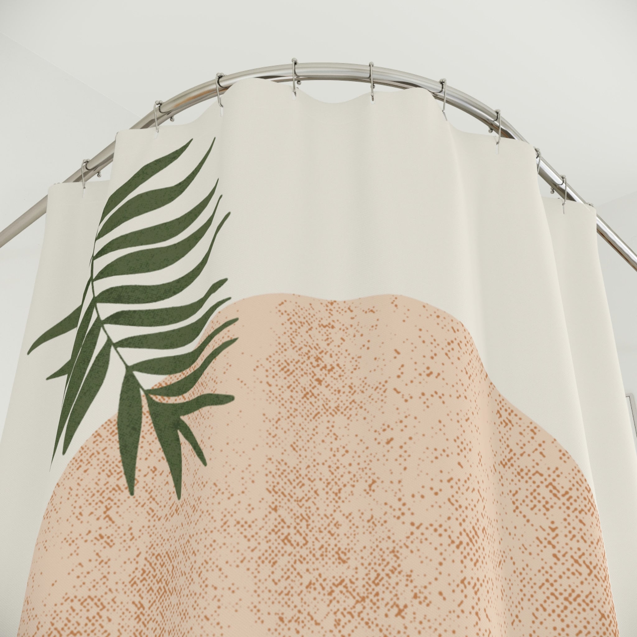 Contemporary Bohemian Botanical Retro Moon And Sunset Print Shower Curtain For Bathroom - Image 2