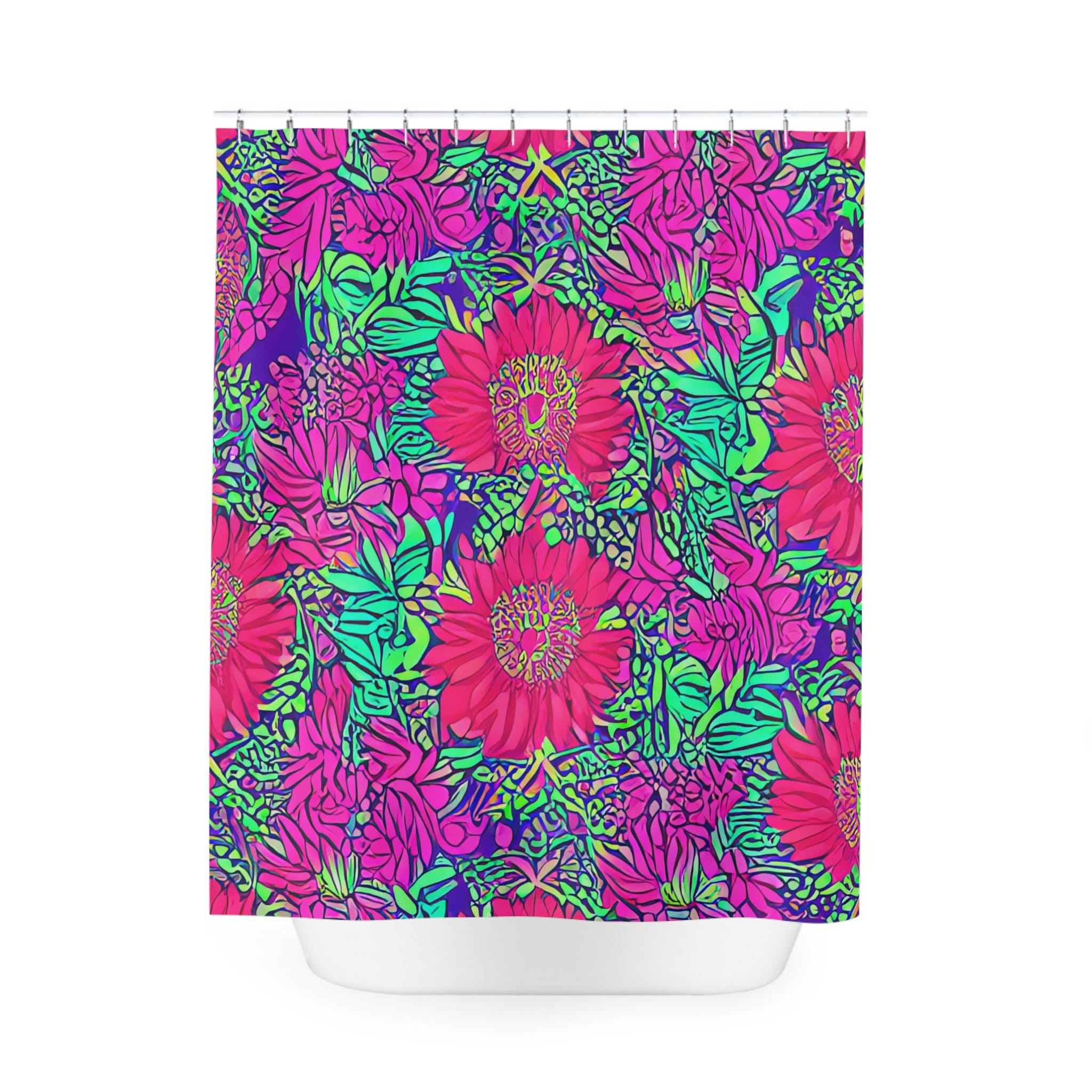 Contemporary Boho Art Print Abstract Flower Shower Curtain For Modern Bathroom Decor - Image 2