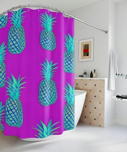 Contemporary Botanical Fruit Pineapple Shower Curtain