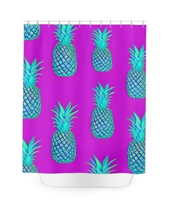 Contemporary Botanical Fruit Pineapple Shower Curtain