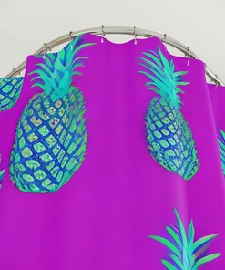 Contemporary Botanical Fruit Pineapple Shower Curtain