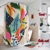 Contemporary Cartoon Style Boho Flowers Shower Curtain With Whimsical Print