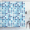 Contemporary Hand Drawn Blue Circle Cells Print Shower Curtain