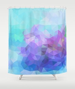 Contemporary Mosaic Blue Lilac Abstract Shower Curtain