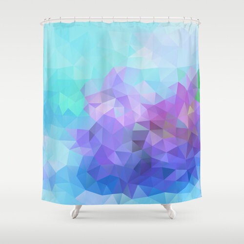 Contemporary Mosaic Blue Lilac Abstract Shower Curtain