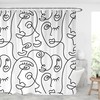 Contemporary Woman Body Shower Curtain - Minimalist Geometric Shapes and Leaves Design