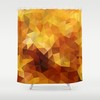 Contemporary Yellow Polygon Flowers Pattern Shower Curtain for Stylish Bathrooms 