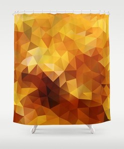 Contemporary Yellow Polygon Flowers Pattern Shower Curtain for Stylish Bathrooms 