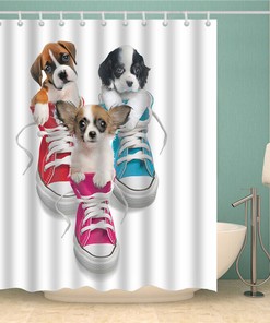 Cool 3D Pet Dogs Shoes Puppy Animal Print Bathroom Shower Curtain
