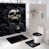 Cool 3D Skeleton Skull Bathroom Shower Curtain Lid Toilet No-Slip Black