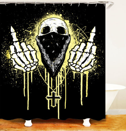 Cool 3D Skull Pattern Waterproof Bath Shower Curtain For Your Bathroom