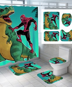 Cool 3D Spider-Man Dinosaur Print Shower Curtain For Your Bathroom