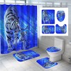 Cool 3D Tiger Blue Shower Curtain Pedestal Lid For Your Bathroom