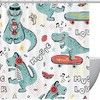 Cool And Cute Dinosaur Shower Curtain For A Playful And Adorable Bathroom Look