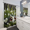 Cool And Girly Sage Green Anime Frog Shower Curtain - A Fun And Playful Addition To Your Bathroom Decor