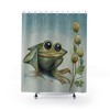 Cool And Girly Sage Green Anime Frog Shower Curtain - A Perfect Addition To Your Bathroom Decor