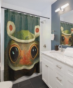 Cool And Playful Anime Frog Shower Curtain For Kids And Boho Style - A Perfect Addition To Your Bathroom Decor