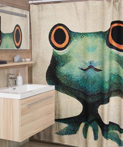 Cool And Playful Anime Frog Shower Curtain With Boho Style - A Perfect Addition To Your Bathroom Decor