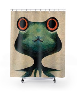 Cool And Playful Anime Frog Shower Curtain With Boho Style - A Perfect Addition To Your Bathroom Decor